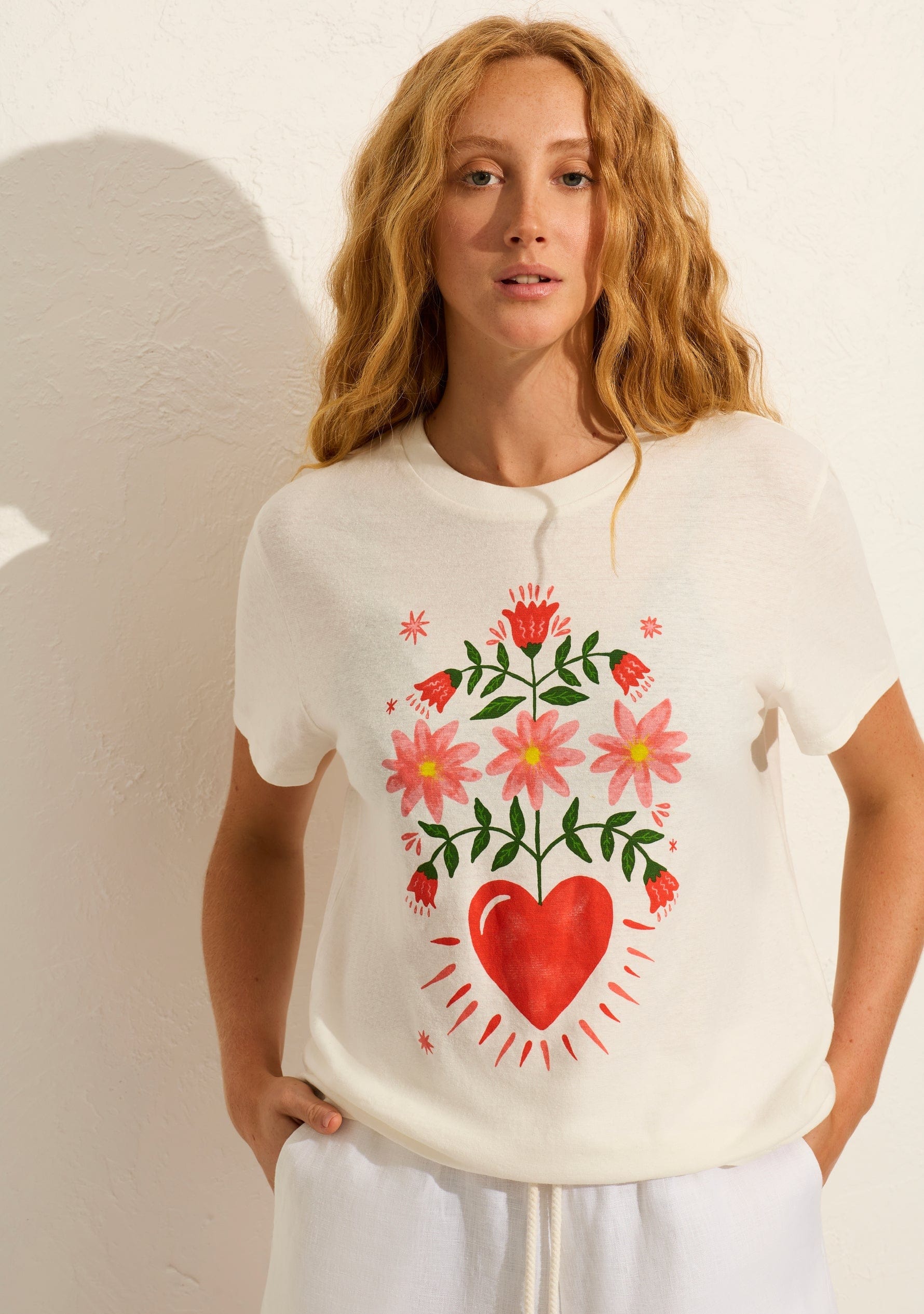 Fallen Hearts Classic Tee Off White - Auguste The Label